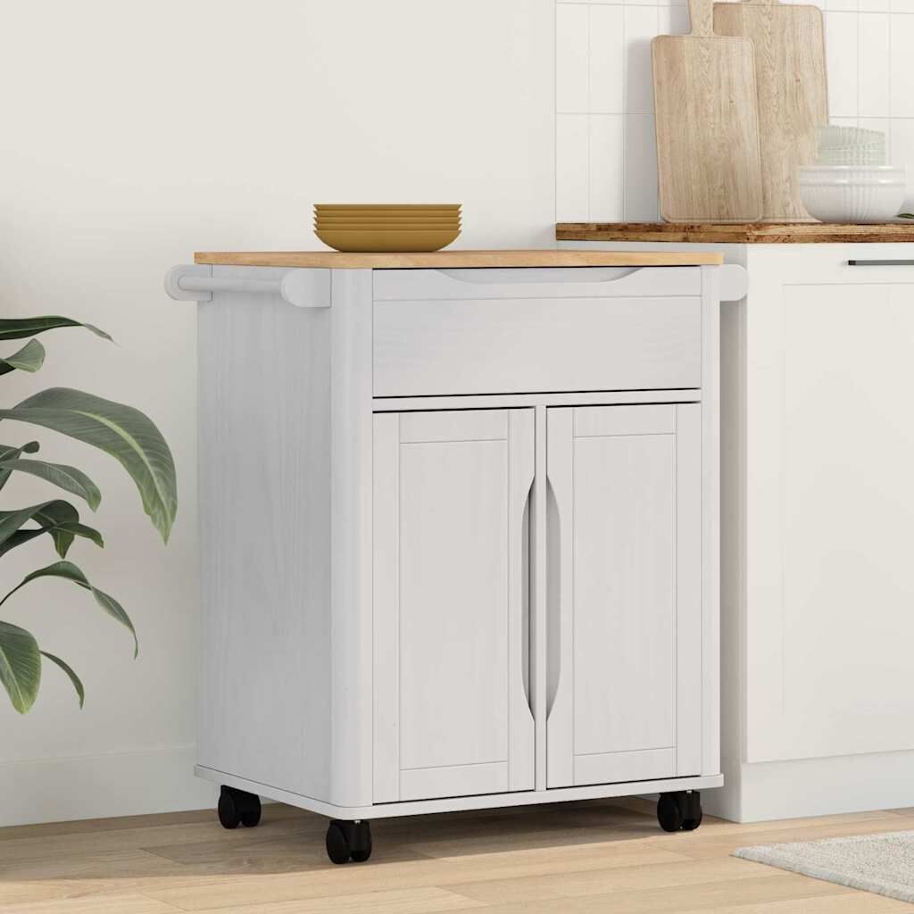 vidaXL Keuken Trolley Wit 72,5 x 45 x 80 cm Massief Vurenhout