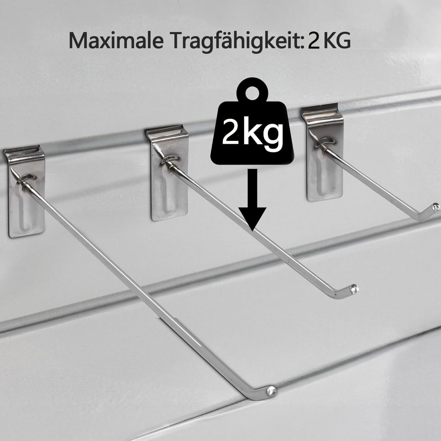 uyoyous Lamellenwandhaken, 30 cm, 4,2 mm dik, metalen wandhaken, displayhaak, lamellenwand, slingwall-haken, accessoires voor winkel, garage, detailhandel, 100 stuks
