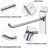 uyoyous Lamellenwandhaken, 30 cm, 4,2 mm dik, metalen wandhaken, displayhaak, lamellenwand, slingwall-haken, accessoires voor winkel, garage, detailhandel, 100 stuks