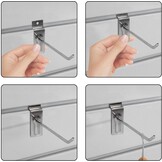 uyoyous Lamellenwandhaken, 30 cm, 4,2 mm dik, metalen wandhaken, displayhaak, lamellenwand, slingwall-haken, accessoires voor winkel, garage, detailhandel, 100 stuks