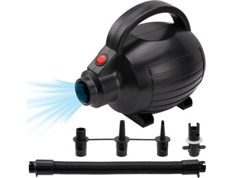 FBSPORT Elektrische luchtpomp, 600 W, elektrische luchtpomp met 4 sproeiers, opblazen en leeglopen, elektrische pomp voor airtrack-mat, luchtmatras, banken, zwemringen, boten, yogaballen, zwembad
