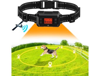 Draadloze GPS Hondenomheining voor buiten met Halsband | IPX7 Waterdicht | Radius 30-999m | Oplaadbaar | Zwart