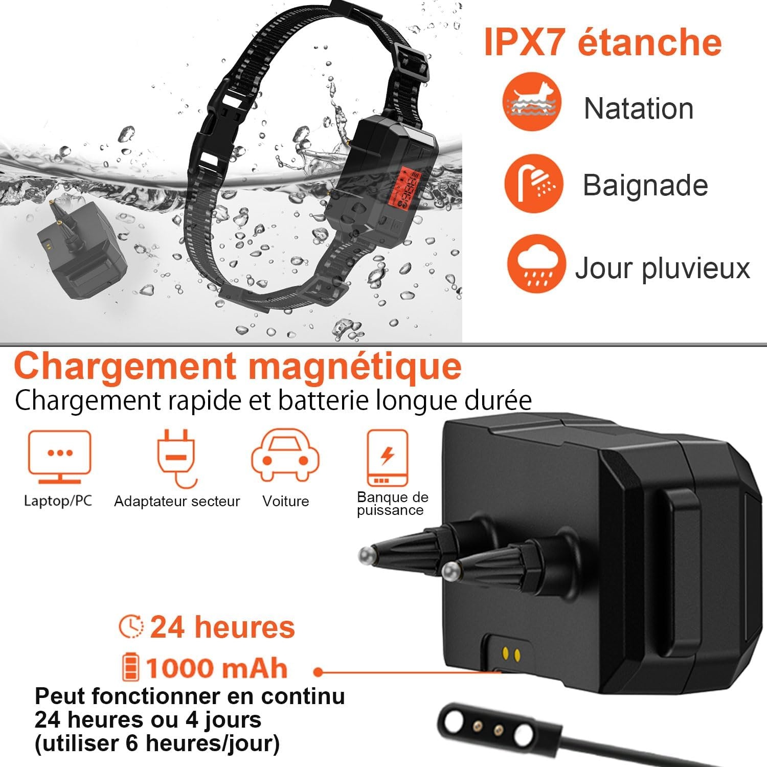 Draadloze GPS Hondenomheining voor buiten met Halsband | IPX7 Waterdicht | Radius 30-999m | Oplaadbaar | Zwart