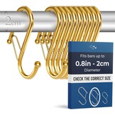 6x Grote S-haken met veiligheidssluiting – metalen ophanghaken voor dikke stangen tot 3 cm – S-vorm haak voor douchegordijn, tuinrek en camping – Zwart
