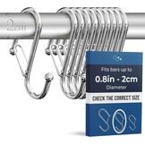 6x Grote S-haken met veiligheidssluiting – metalen ophanghaken voor dikke stangen tot 3 cm – S-vorm haak voor douchegordijn, tuinrek en camping – Zwart
