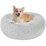 Hondenbed Kattenbed Fluffy Rond Gemaakt van Pluche - Donut Knuffelbaar Hondenkussen Hondenmand Wasbaar M/L/XL voor Kleine, Middelgrote en Grote Honden, Katten en Andere Huisdieren - Maat 60.00 x 60.00 x 20.00 cm (L x W x H)