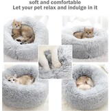 Hondenbed Kattenbed Fluffy Rond Gemaakt van Pluche - Donut Knuffelbaar Hondenkussen Hondenmand Wasbaar M/L/XL voor Kleine, Middelgrote en Grote Honden, Katten en Andere Huisdieren - Maat 60.00 x 60.00 x 20.00 cm (L x W x H)