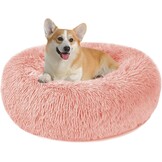 Hondenbed Kattenbed Fluffy Rond Gemaakt van Pluche - Donut Knuffelbaar Hondenkussen Hondenmand Wasbaar M/L/XL voor Kleine, Middelgrote en Grote Honden, Katten en Andere Huisdieren - Maat 60.00 x 60.00 x 20.00 cm (L x W x H)