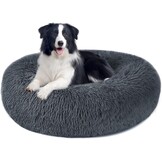 Hondenbed Kattenbed Fluffy Rond Gemaakt van Pluche - Donut Knuffelbaar Hondenkussen Hondenmand Wasbaar M/L/XL voor Kleine, Middelgrote en Grote Honden, Katten en Andere Huisdieren - Maat 60.00 x 60.00 x 20.00 cm (L x W x H)