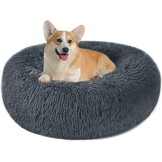 Hondenbed Kattenbed Fluffy Rond Gemaakt van Pluche - Donut Knuffelbaar Hondenkussen Hondenmand Wasbaar M/L/XL voor Kleine, Middelgrote en Grote Honden, Katten en Andere Huisdieren - Maat 60.00 x 60.00 x 20.00 cm (L x W x H)