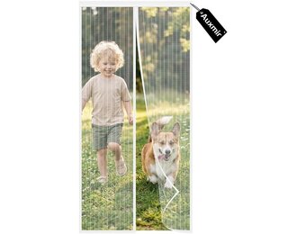 Auxmir Magnetisch muggennet, 80 x 200 cm, gordijn tegen insecten, voordeur, terrasdeur, luchtdoorlatend, automatische sluiting met fijn net, wit