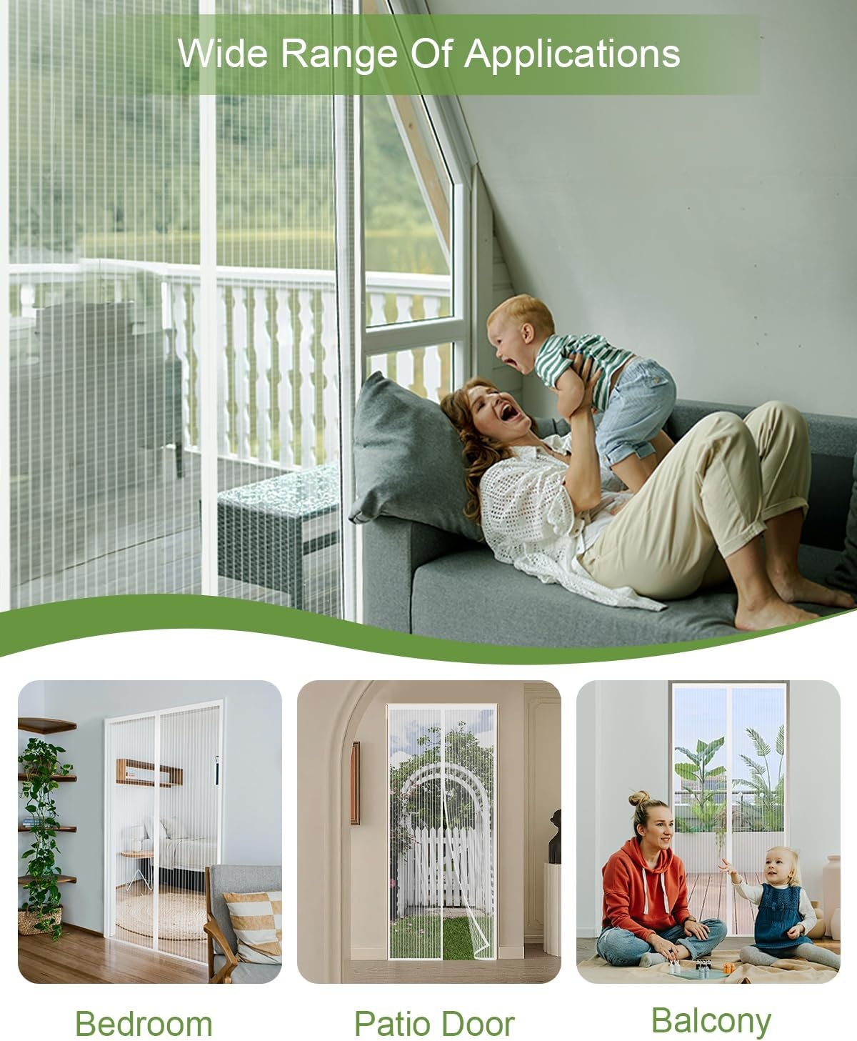 Auxmir Magnetisch muggennet, 80 x 200 cm, gordijn tegen insecten, voordeur, terrasdeur, luchtdoorlatend, automatische sluiting met fijn net, wit