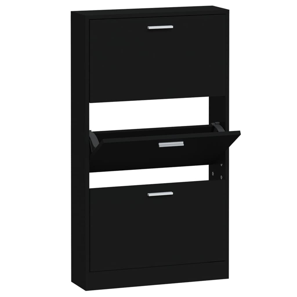 vidaXL Schoenenkast 59x17x108 cm bewerkt hout zwart
