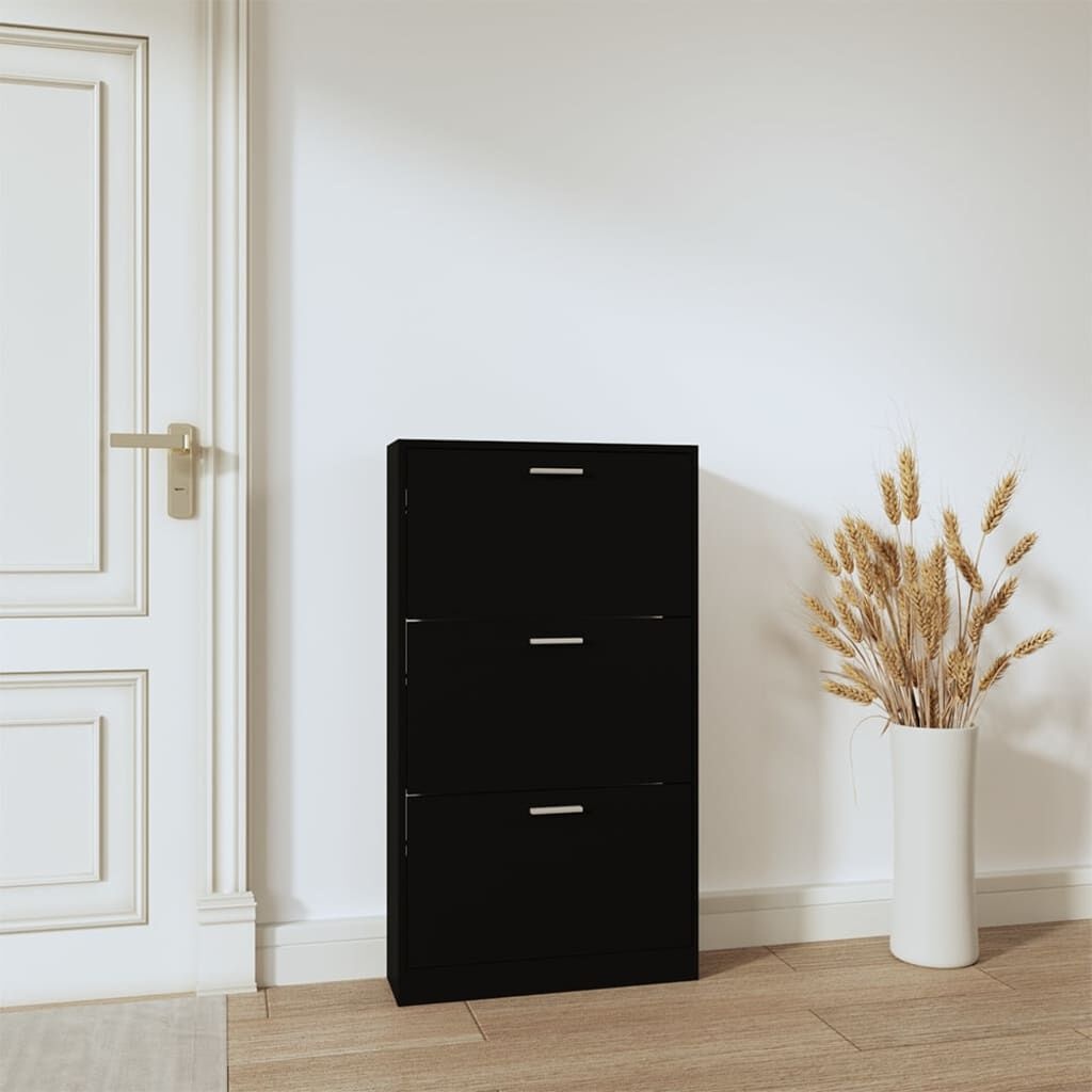 vidaXL Schoenenkast 59x17x108 cm bewerkt hout zwart