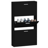 vidaXL Schoenenkast 59x17x108 cm bewerkt hout zwart