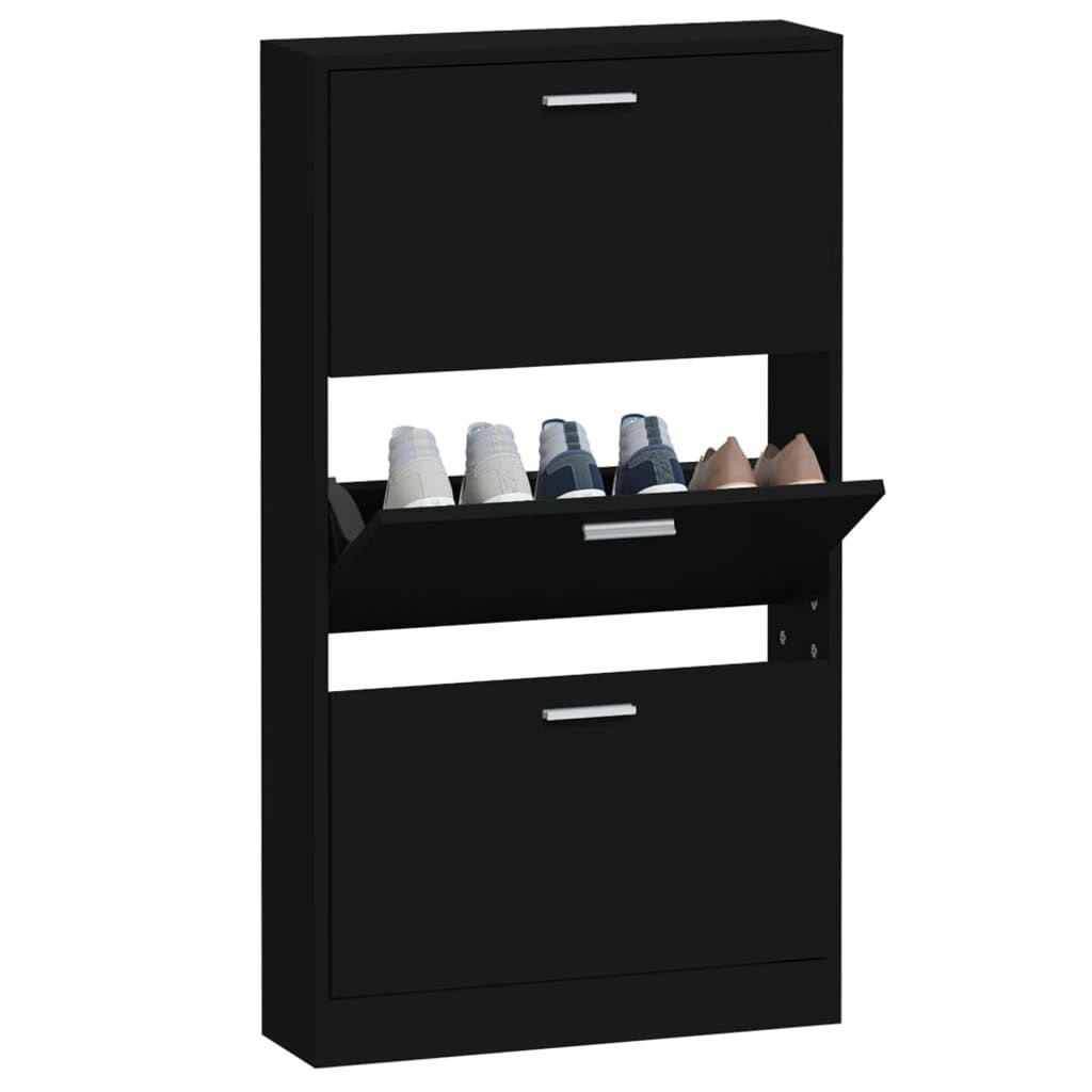 vidaXL Schoenenkast 59x17x108 cm bewerkt hout zwart