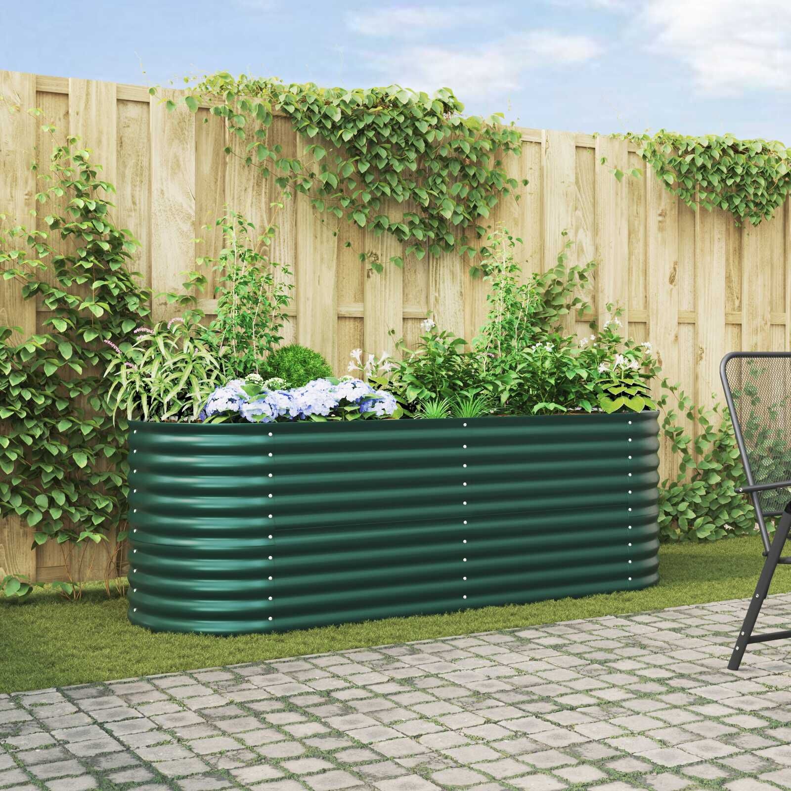 vidaXL Verhoogde plantenbak Groen 240 x 80 x 81 cm Staal