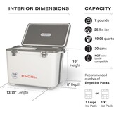 ENGEL Koelbox 19qt (18 liter), lekvrij, luchtdicht, droogkastkoeler voor kamperen, vissen, wandelen, kleine hardshell-lunchboxkoeler voor dames en heren
