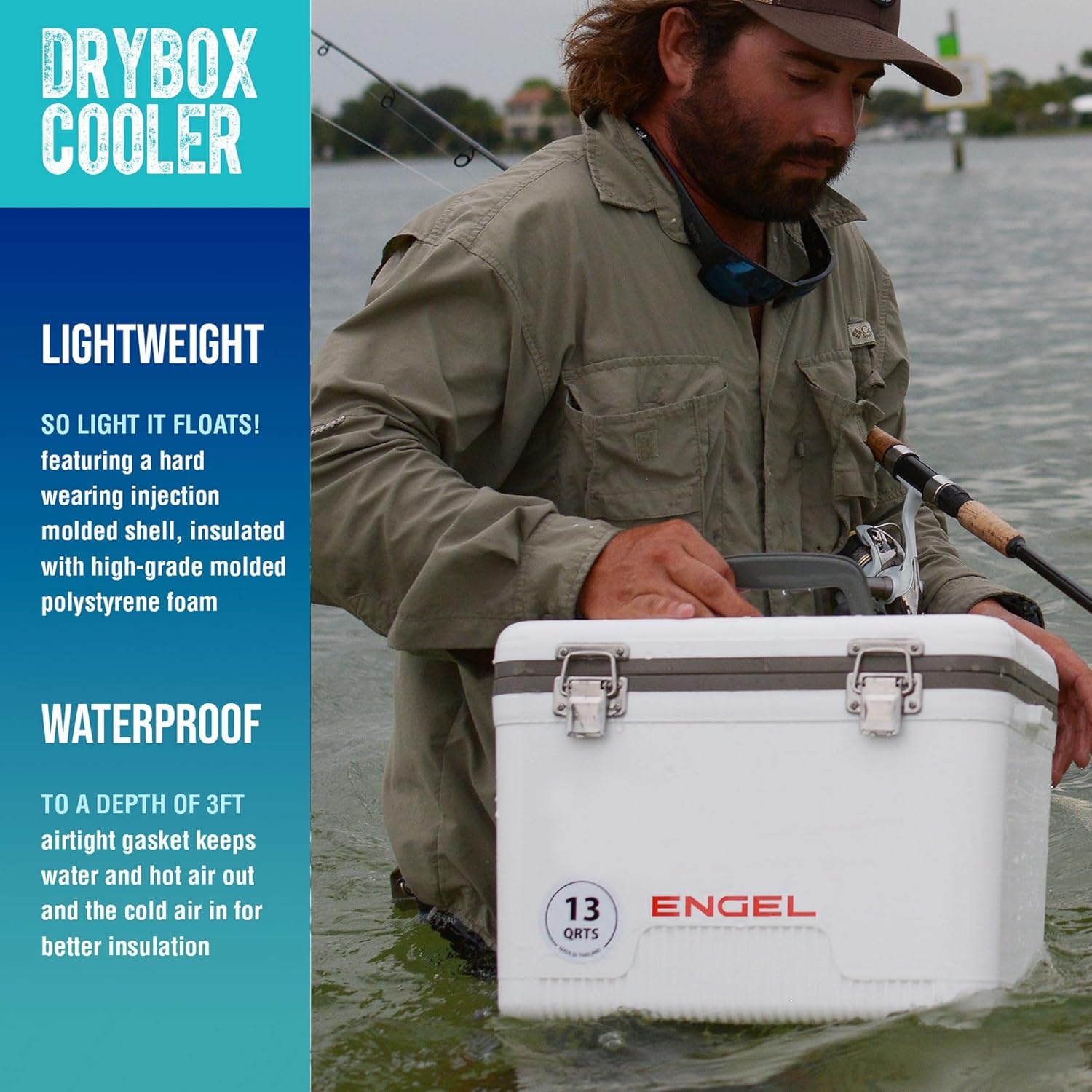 ENGEL Koelbox 19qt (18 liter), lekvrij, luchtdicht, droogkastkoeler voor kamperen, vissen, wandelen, kleine hardshell-lunchboxkoeler voor dames en heren