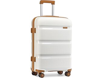 Kono 24 inch Trolley Koffer Lichtgewicht PP Hardcase met 4 Spinnerwielen en TSA-slot - Crème