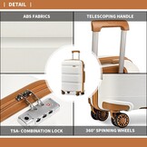 Kono 24 inch Trolley Koffer Lichtgewicht PP Hardcase met 4 Spinnerwielen en TSA-slot - Crème