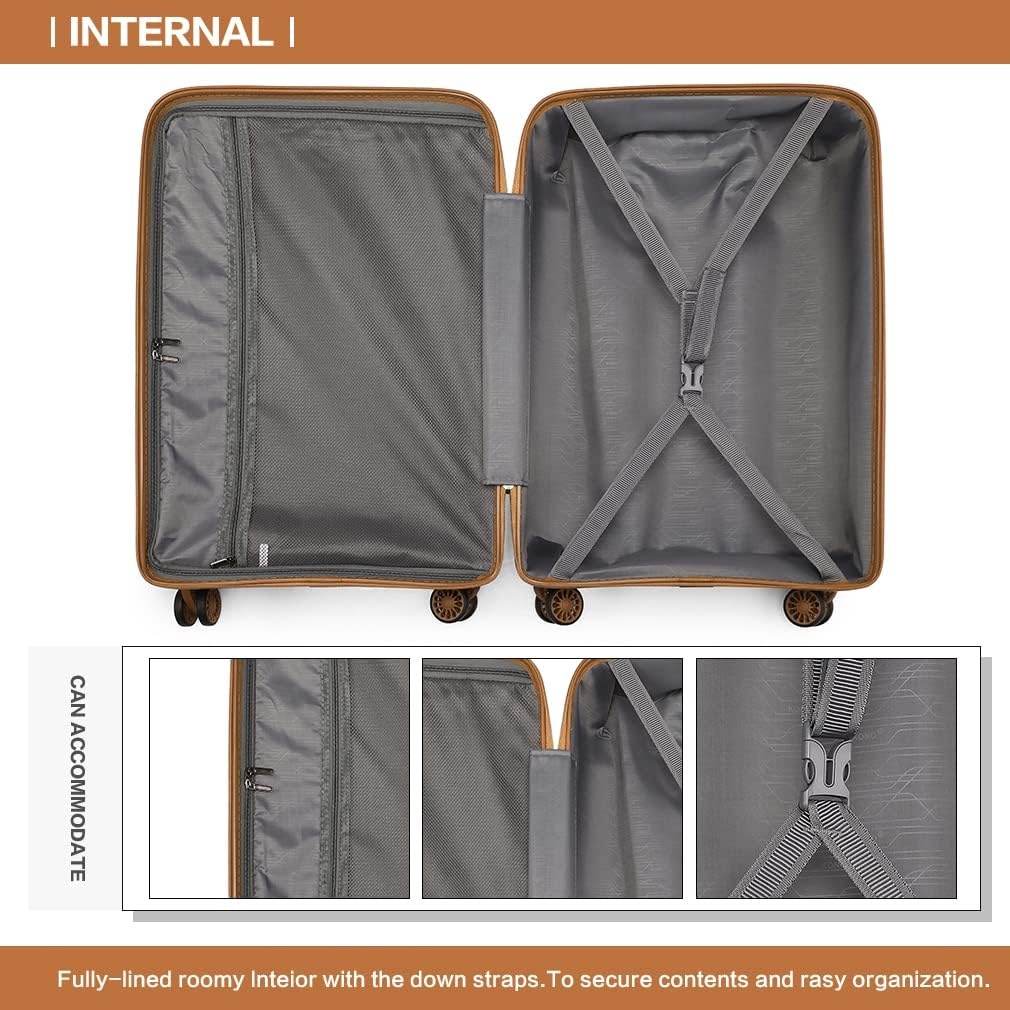 Kono 24 inch Trolley Koffer Lichtgewicht PP Hardcase met 4 Spinnerwielen en TSA-slot - Crème