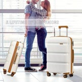 Kono 24 inch Trolley Koffer Lichtgewicht PP Hardcase met 4 Spinnerwielen en TSA-slot - Crème