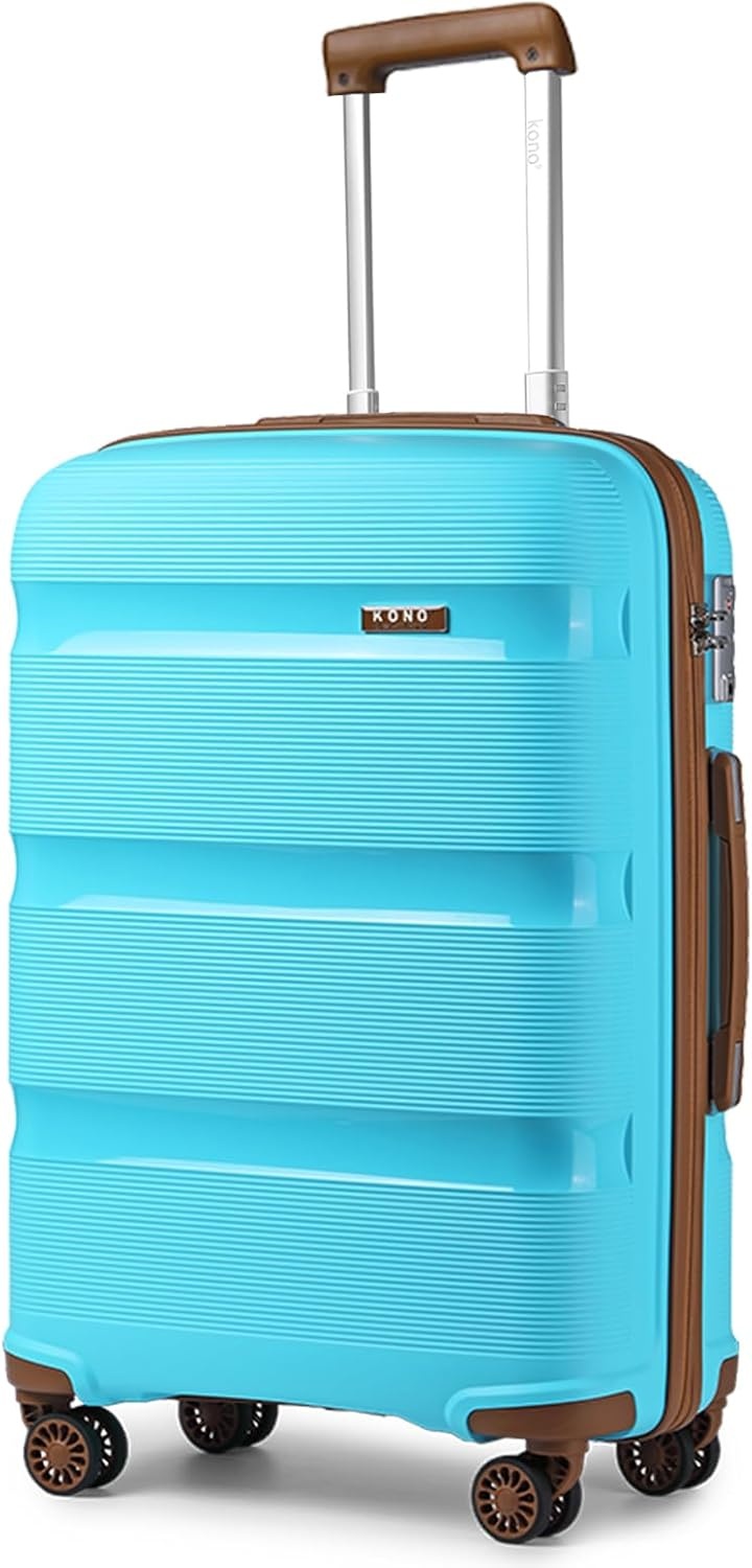 Kono 24 inch Trolley Koffer Lichtgewicht PP Hardcase met 4 Spinnerwielen en TSA-slot - Crème