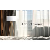 Allesin Houten Tripod LED Vloerlamp met Witte Stoffen Kap - Dimbaar & Kleurtemperatuur Instelbaar (E27)