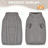 Hondentruien, warme rolkraag, gebreide trui, zachte gebreide trui voor huisdieren, fleece trui, winterkleding voor kleine tot middelgrote honden (grijs XL)