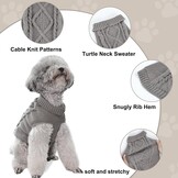 Hondentruien, warme rolkraag, gebreide trui, zachte gebreide trui voor huisdieren, fleece trui, winterkleding voor kleine tot middelgrote honden (grijs XL)