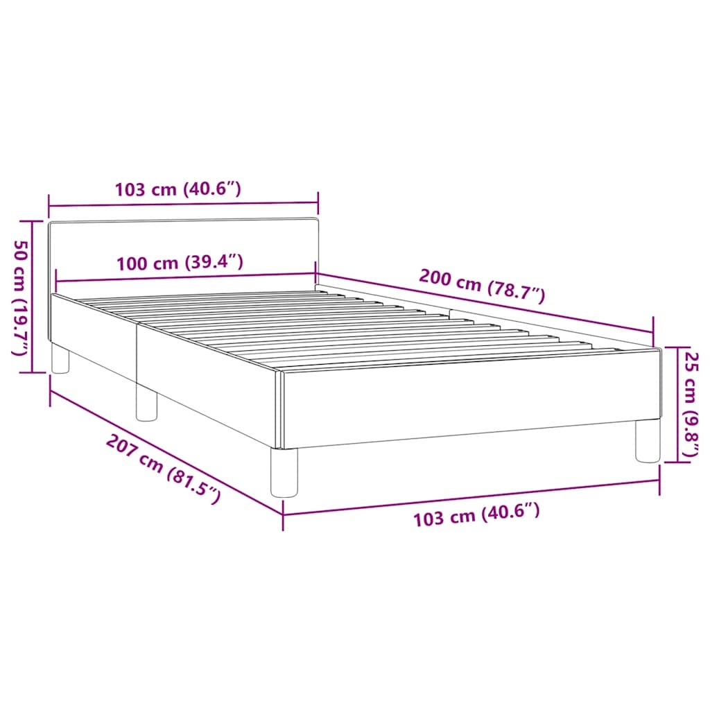 vidaXL Bedframe zonder matras 100x200 cm stof zwart