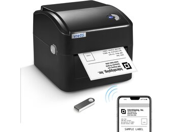 vretti Professionele thermische labelprinter met wifi en USB, zonder cartridge, 70% besparend, 3x levensduur, 99,99% succesvol scannen, compatibel met Amazon, DHL, eBay, Shopify