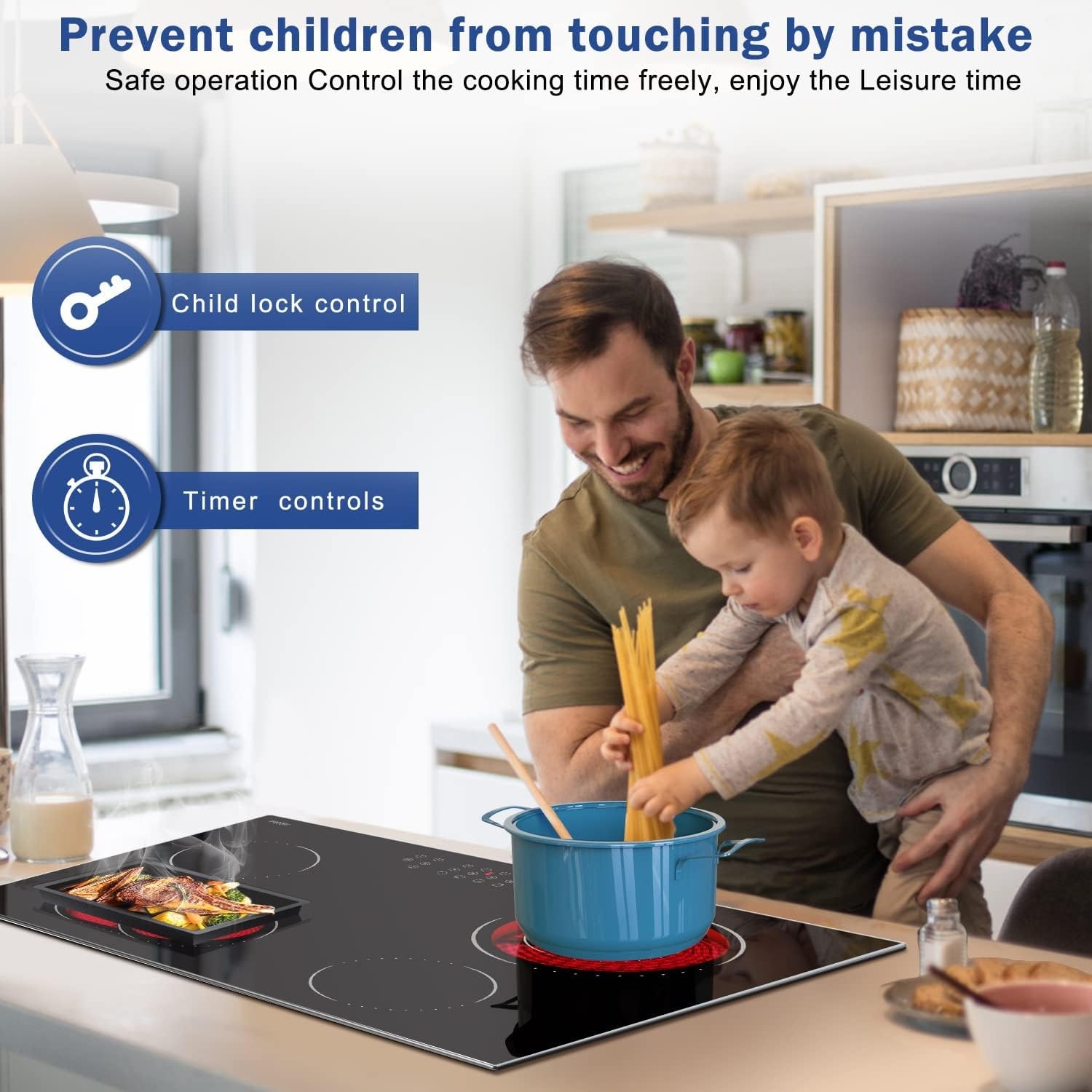 Hobsir Keramische Kookplaat 60 cm met 4 Zones, 6600W en Touch Control