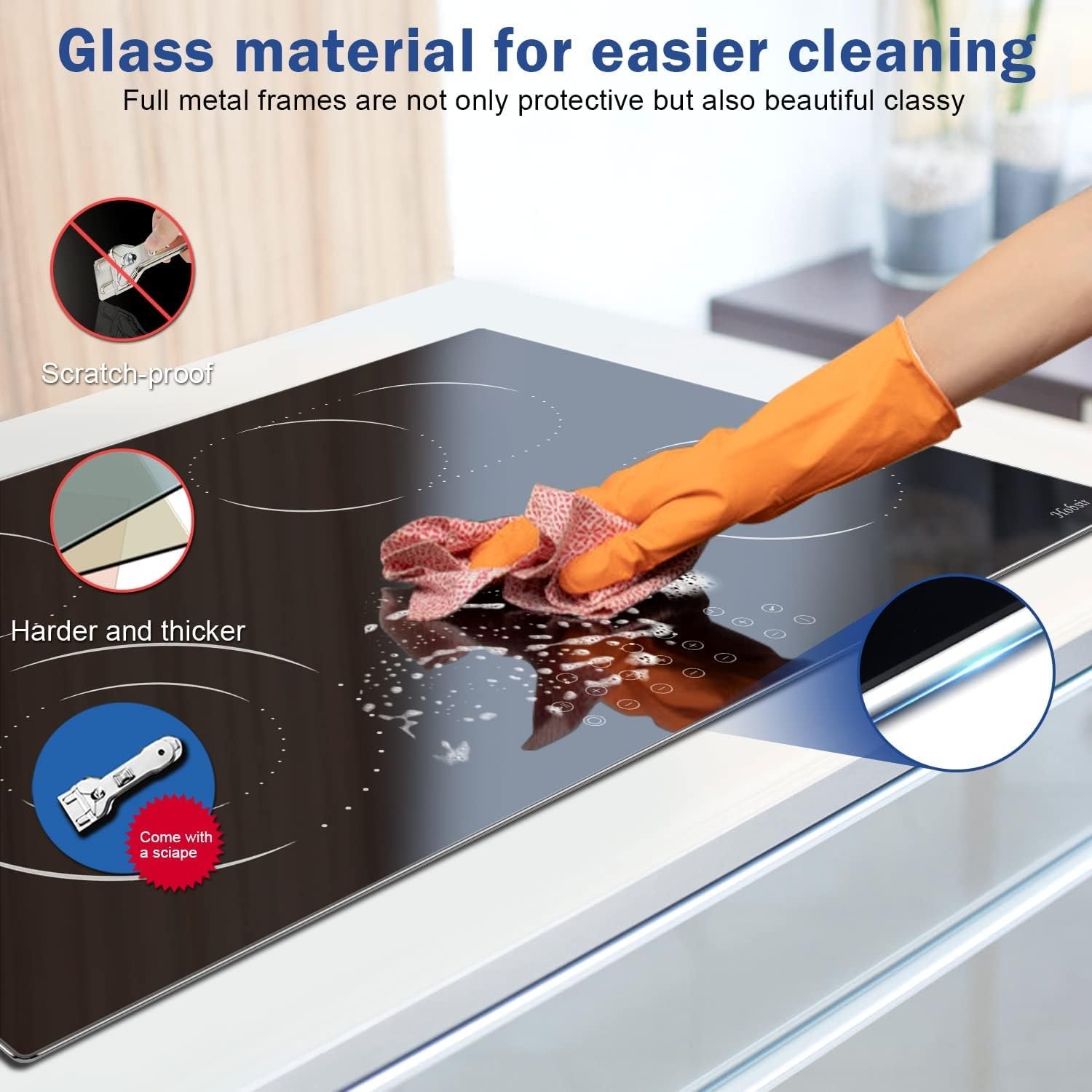 Hobsir Keramische Kookplaat 60 cm met 4 Zones, 6600W en Touch Control