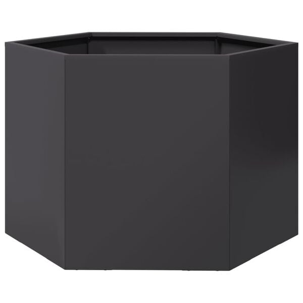 vidaXL Plantenbak zeshoek 69x60x45 cm staal zwart