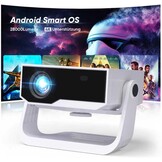 Wielio Smart beamer geïntegreerde app, native 1080P met 4K ondersteuning, wifi 6 en Bluetooth 5.2, stille ventilator (<30 dB), 120° verstelbare standaard, automatische trapeziumcorrectie, voor iOS
