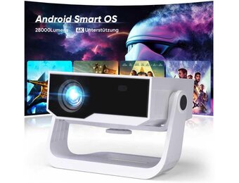 Wielio Smart beamer geïntegreerde app, native 1080P met 4K ondersteuning, wifi 6 en Bluetooth 5.2, stille ventilator (<30 dB), 120° verstelbare standaard, automatische trapeziumcorrectie, voor iOS