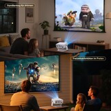 Wielio Smart beamer geïntegreerde app, native 1080P met 4K ondersteuning, wifi 6 en Bluetooth 5.2, stille ventilator (<30 dB), 120° verstelbare standaard, automatische trapeziumcorrectie, voor iOS