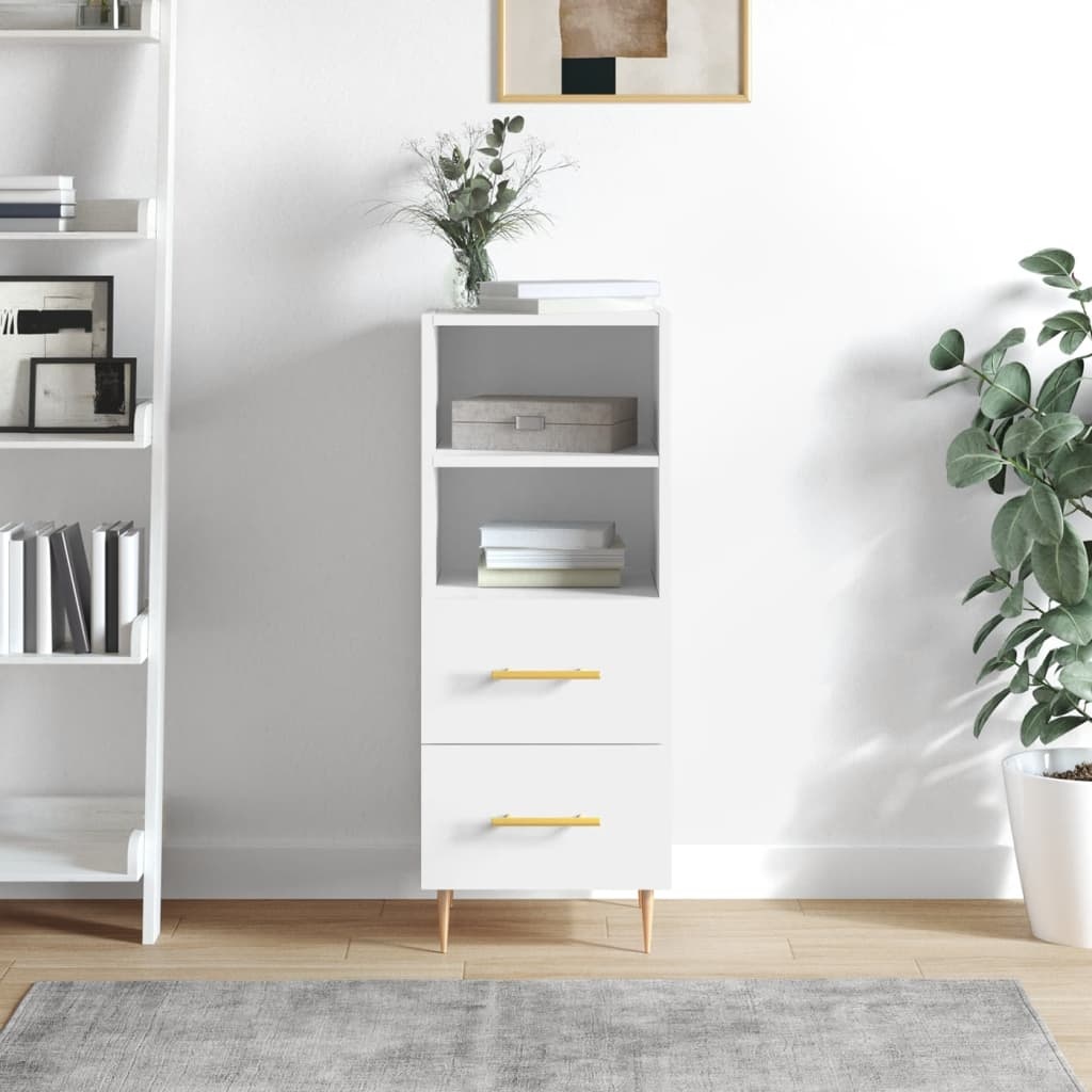 vidaXL Dressoir 34,5x34x90 cm bewerkt hout hoogglans wit