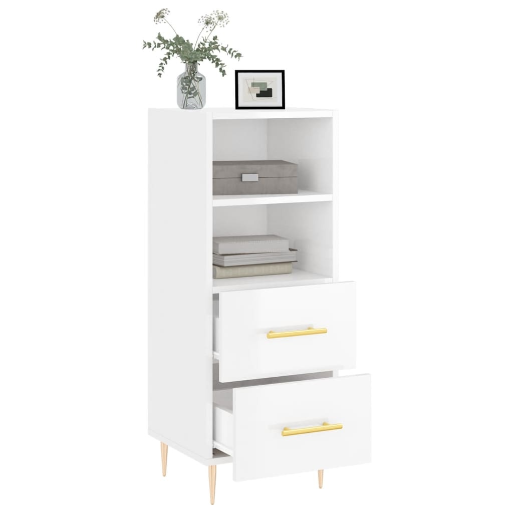 vidaXL Dressoir 34,5x34x90 cm bewerkt hout hoogglans wit