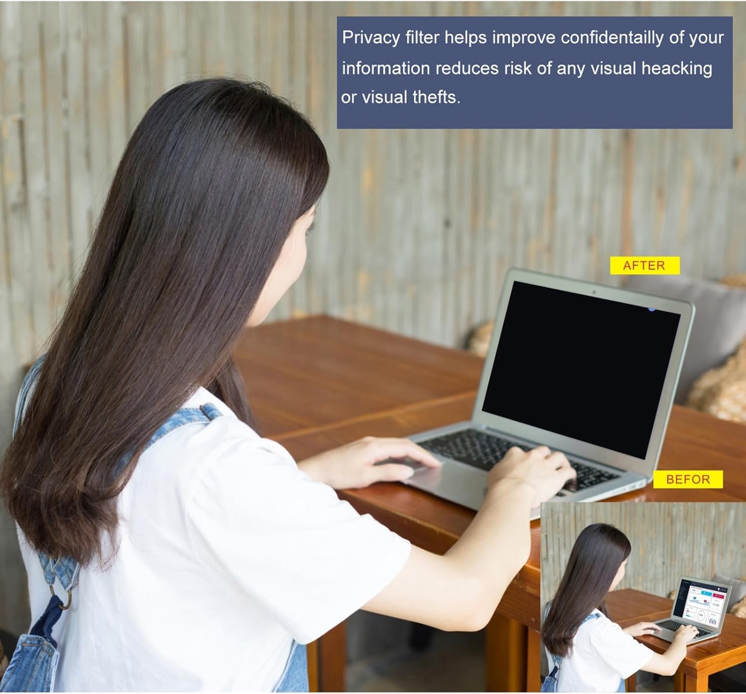 32 inch Privacyfilter voor 32 inch beeldverhouding 16:9 computermonitor privacyfolie displayfilter privacy anti-spy blauw licht filter & anti-verblinding filter eenvoudig aan en uit te