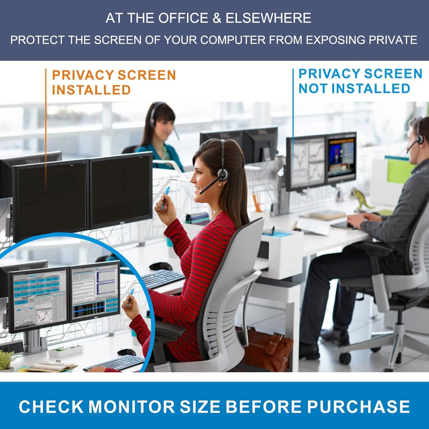 32 inch Privacyfilter voor 32 inch beeldverhouding 16:9 computermonitor privacyfolie displayfilter privacy anti-spy blauw licht filter & anti-verblinding filter eenvoudig aan en uit te