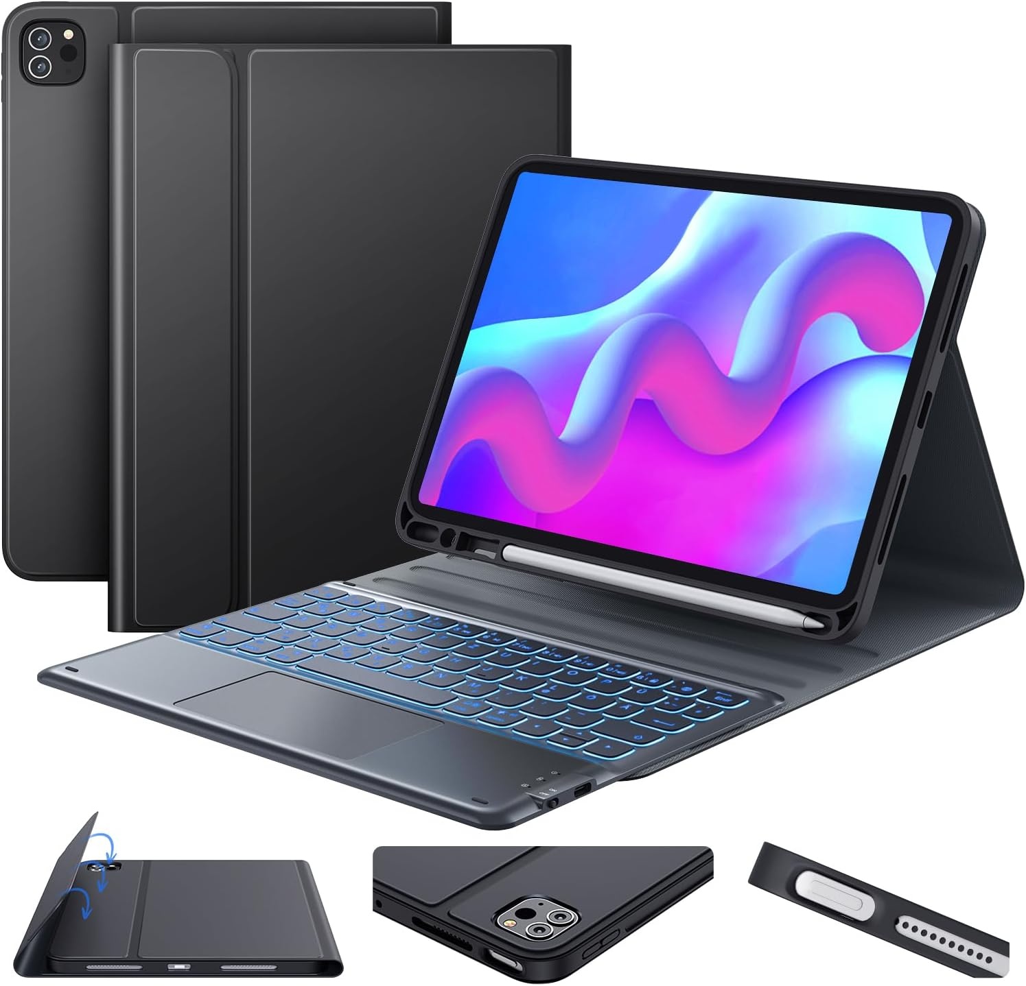 Toetsenbord met Touchpad voor iPad Air 11" & Pro 11" - Zwart, 73% Korting!