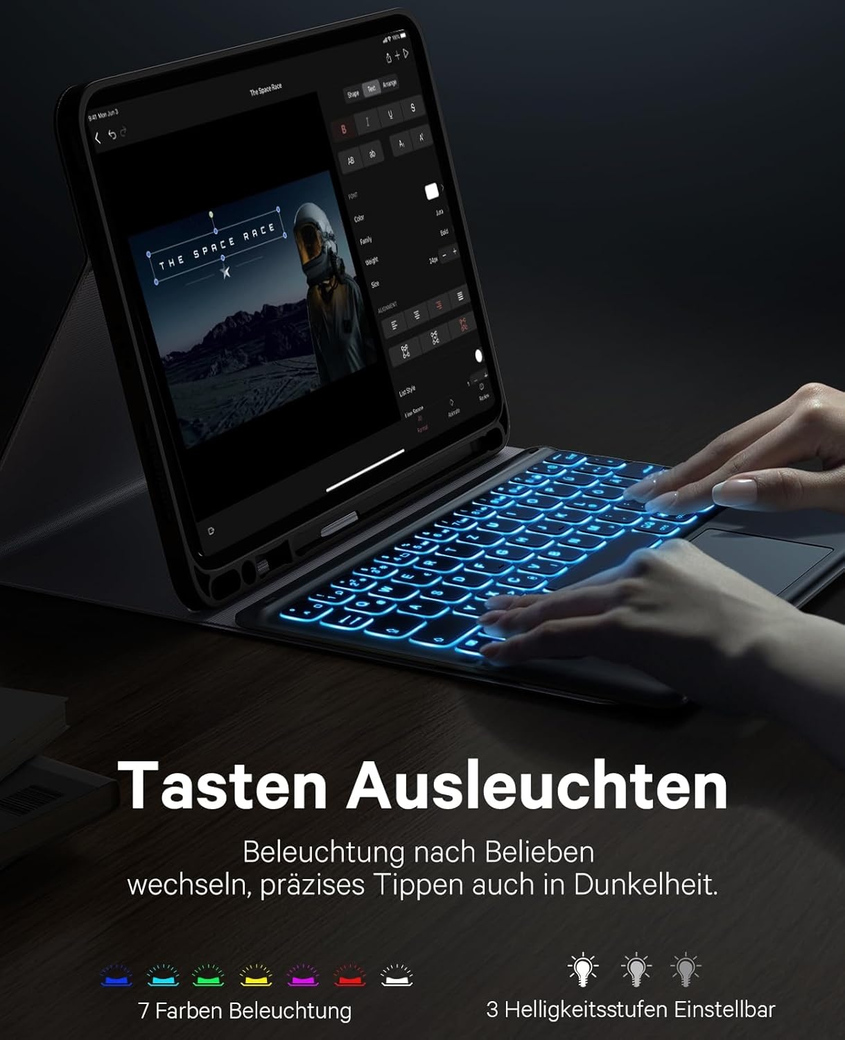 Hoes met QWERTZ Toetsenbord & Touchpad voor iPad Air/Pro 11" - 76% Korting!