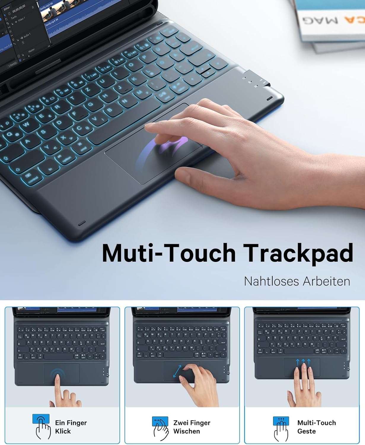 Toetsenbord met Touchpad voor iPad Air 11" & Pro 11" - Zwart, 73% Korting!