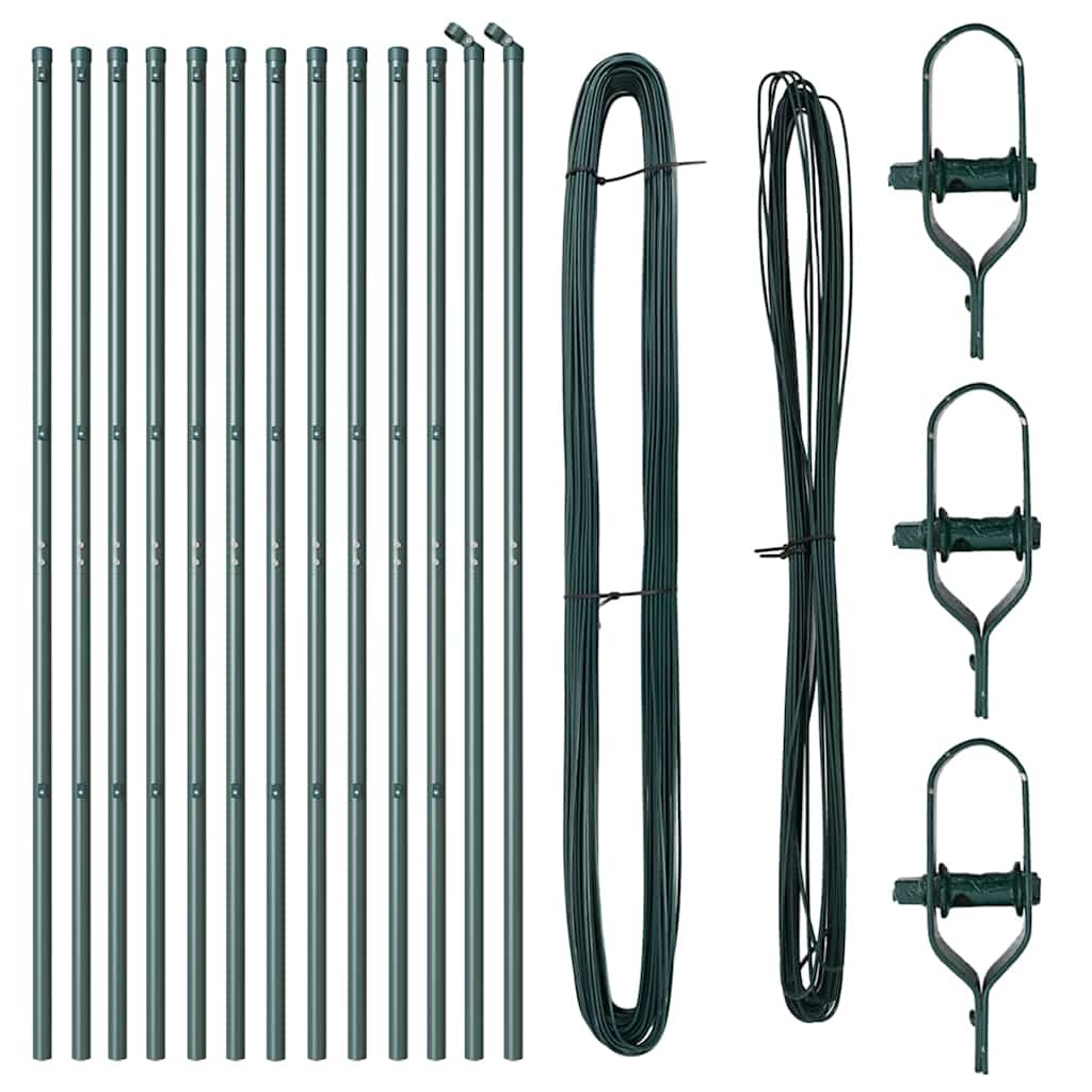 vidaXL Hekpalen 13 pcs Groen Ø32mm 210 cm Gegalvaniseerd staal