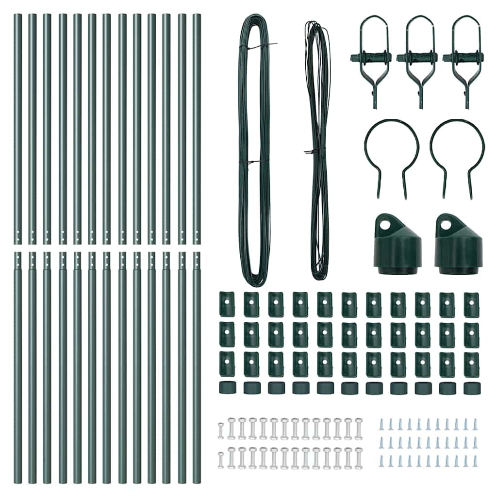 vidaXL Hekpalen 13 pcs Groen Ø32mm 210 cm Gegalvaniseerd staal