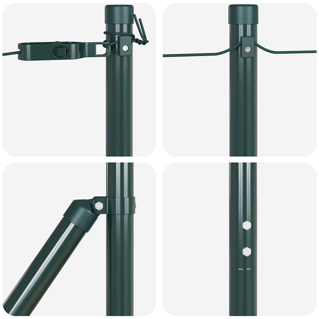 vidaXL Hekpalen 13 pcs Groen Ø32mm 210 cm Gegalvaniseerd staal
