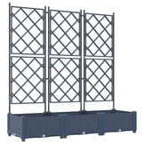 vidaXL Tuindruppel met Trellis 3 pcs Grijs 120 x 40 x 125,5 cm PP